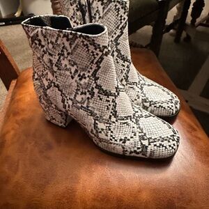 Mix Snakeskin Ankle Boots